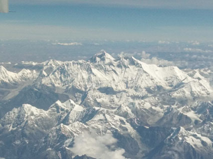 Himalayan mountains view from Druk Air flight 204 bound for Delhi