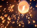 Release of a sky lantern, Loy Krathong Festival