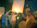 Release of a sky lantern, Loy Krathong Festival