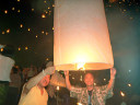 Release of a sky lantern, Loy Krathong Festival