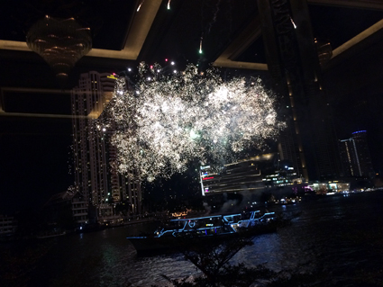 The view of fireworks from Shangri-La Hotel Bangkok