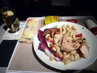 in-flight meal on C-class