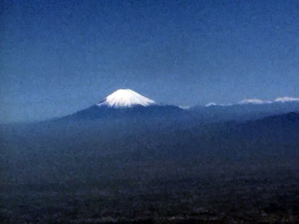 The view of mount Fuji from the plane